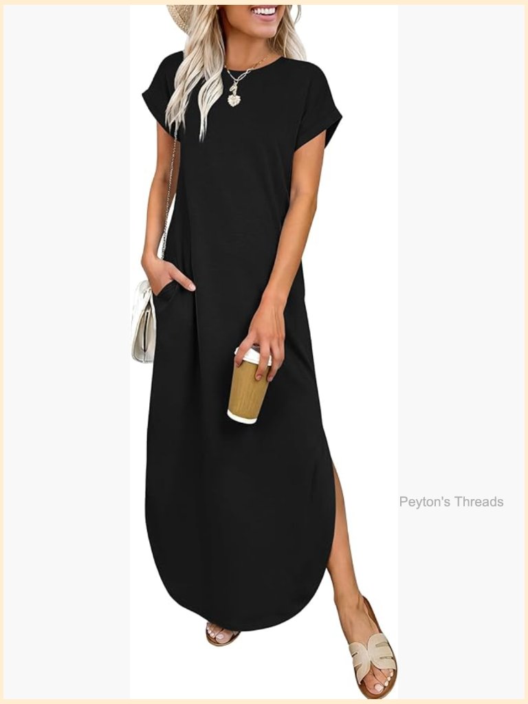 Short Sleeve Maxi Dress With Pockets Casual Summer Beach